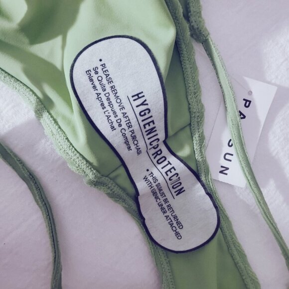 PACSUN Eco Green "Avalon" Terry Ribbed High Cut Bikini Bottom - Picture 8 of 11